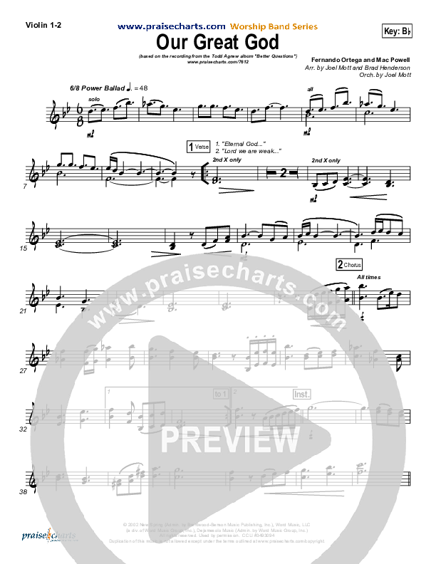 Our Great God Violin 1/2 (Todd Agnew)