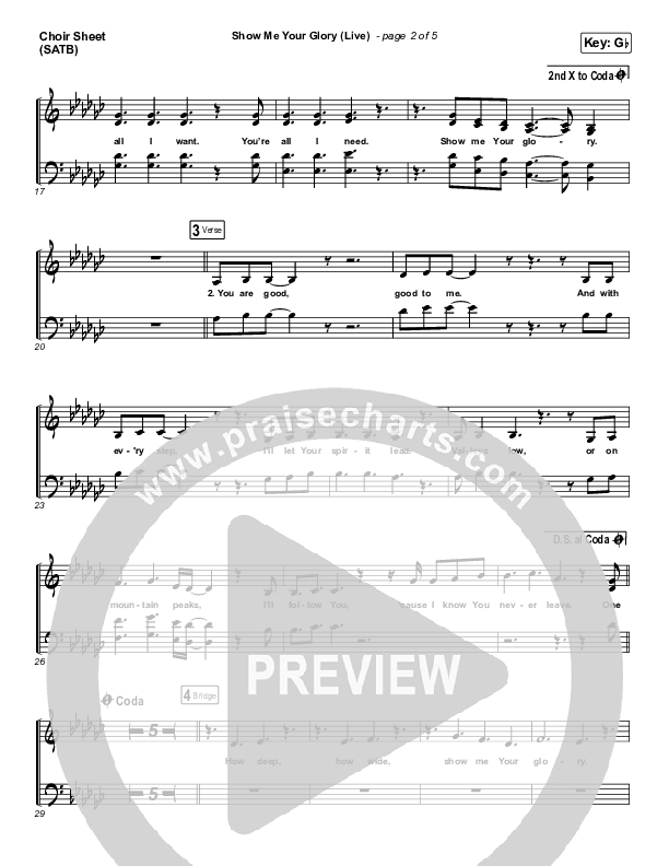 Show Me Your Glory (Live) Choir Sheet (SATB) (Brandon Lake / Leeland)