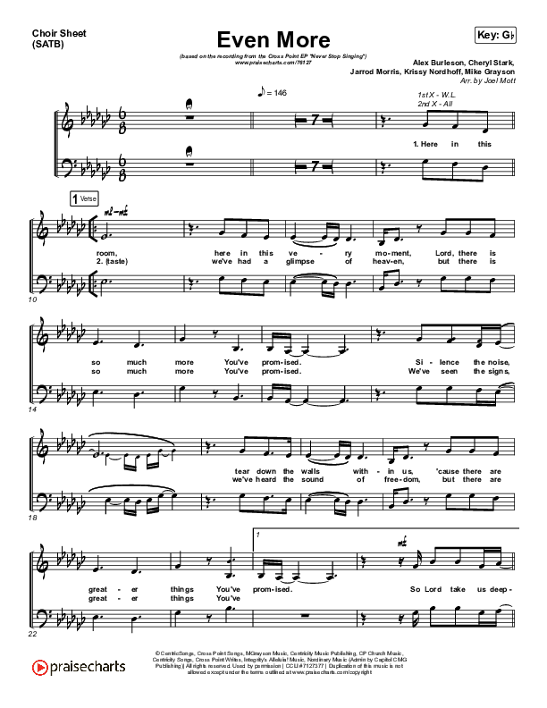 Even More Choir Sheet (SATB) (Cross Point Music / Cheryl Stark)