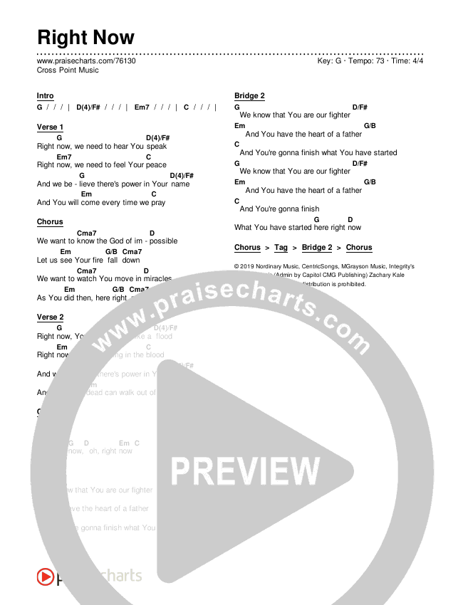 Right Now Chords & Lyrics (Cross Point Music)