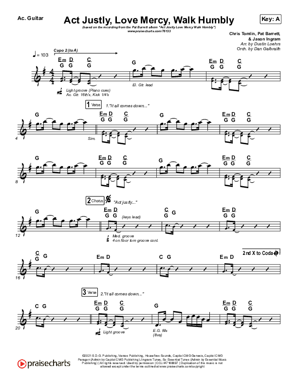 Act Justly Love Mercy Walk Humbly Acoustic Guitar (Pat Barrett)