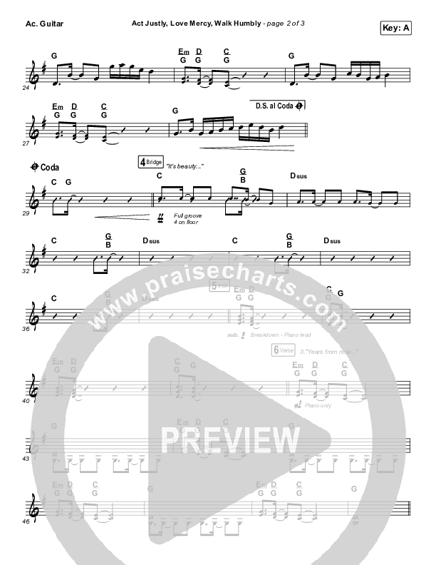 Act Justly Love Mercy Walk Humbly Acoustic Guitar (Pat Barrett)