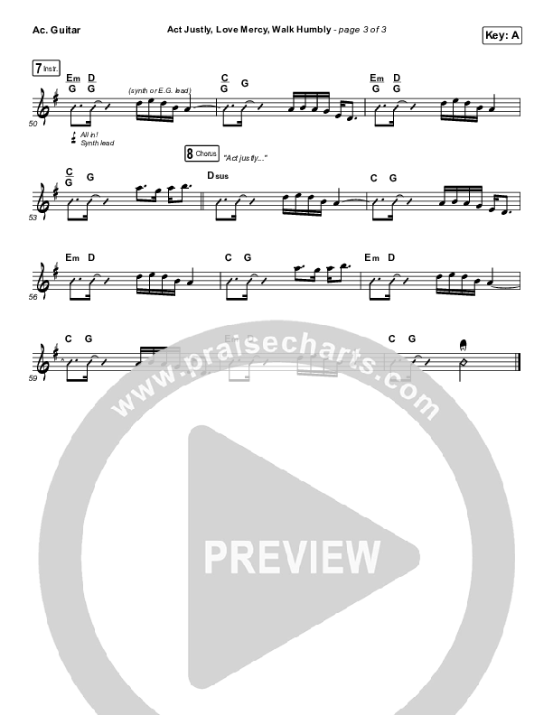 Act Justly Love Mercy Walk Humbly Acoustic Guitar (Pat Barrett)