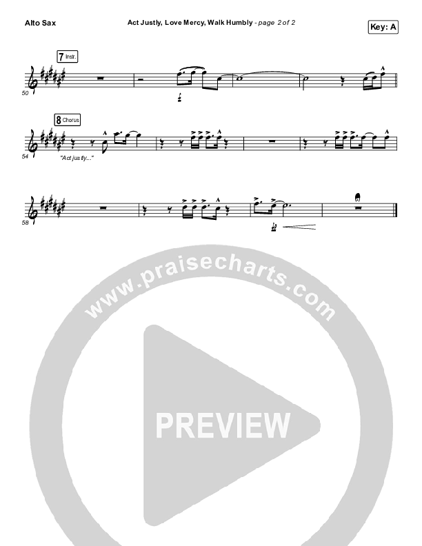 Act Justly Love Mercy Walk Humbly Alto Sax (Pat Barrett)