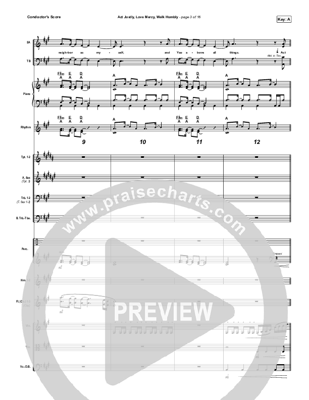 Act Justly Love Mercy Walk Humbly Conductor's Score (Pat Barrett)