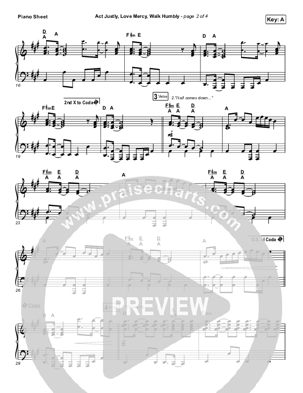 Act Justly Love Mercy Walk Humbly Piano Sheet (Pat Barrett)