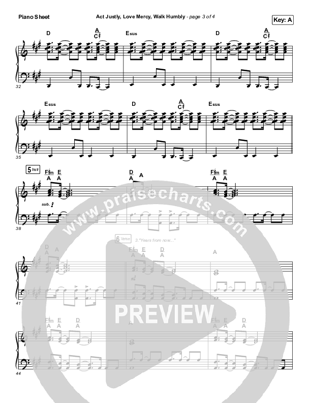 Act Justly Love Mercy Walk Humbly Piano Sheet (Pat Barrett)