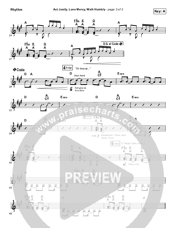 Act Justly Love Mercy Walk Humbly Rhythm Chart (Pat Barrett)