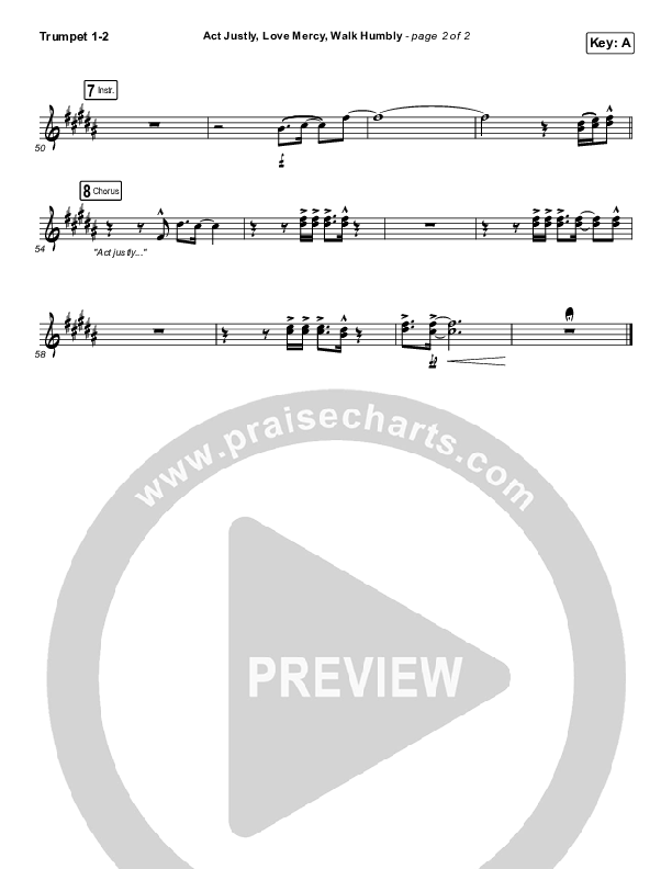 Act Justly Love Mercy Walk Humbly Trumpet 1,2 (Pat Barrett)