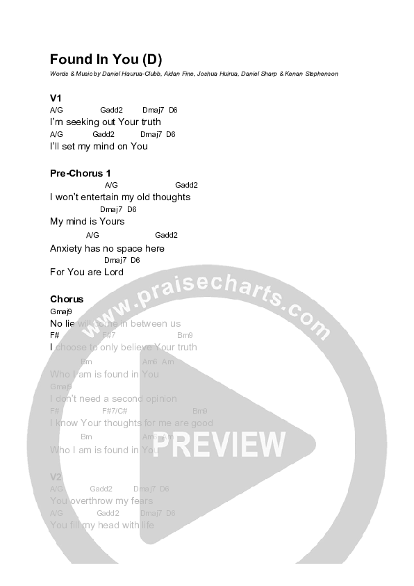 Found In You Chord Chart (Equippers Revolution)