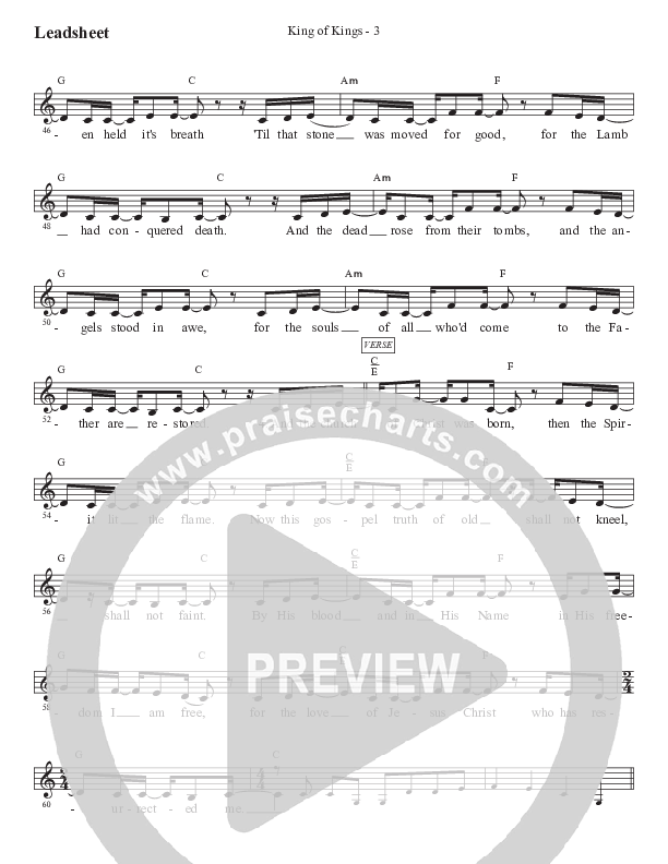 King Of Kings (Kids) Lead Sheet (Melody) (PraiseCharts Kids / Arr. Luke Gambill)