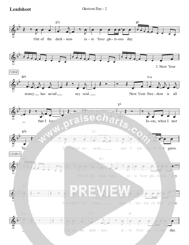 Glorious Day (Kids) Lead Sheet (Melody) (PraiseCharts Kids / Arr. Luke Gambill)