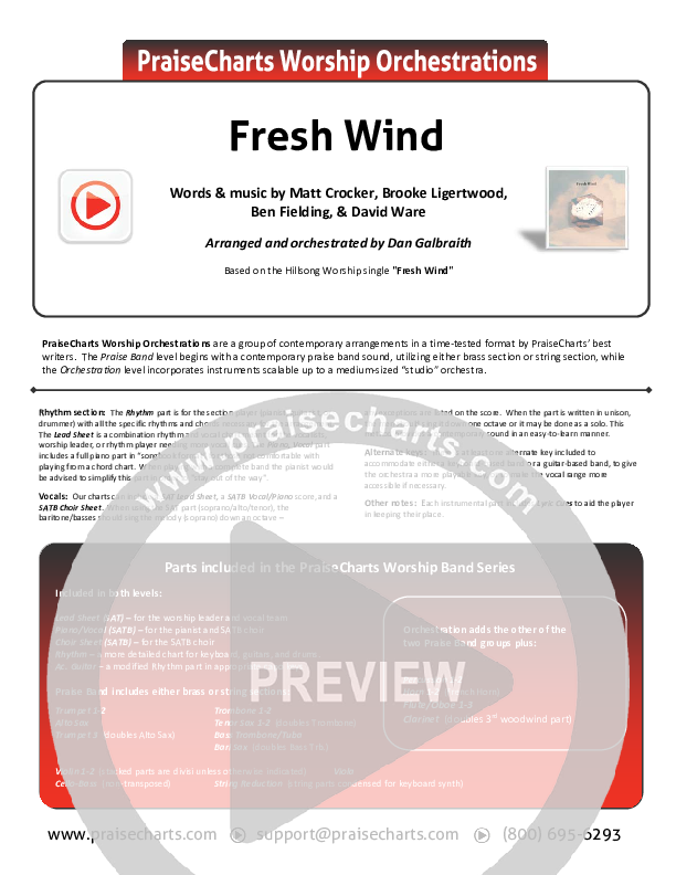 Fresh Wind Cover Sheet (Hillsong Worship)