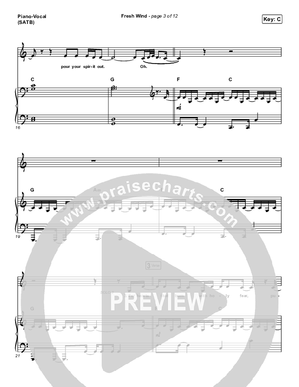 Fresh Wind Piano/Vocal (SATB) (Hillsong Worship)