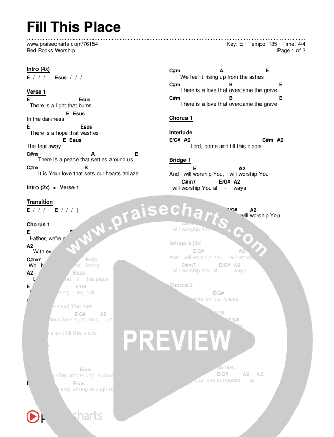 Fill This Place Chords & Lyrics (Red Rocks Worship)