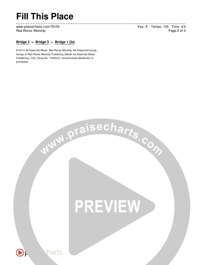 Fill This Place Chords & Lyrics (Red Rocks Worship)