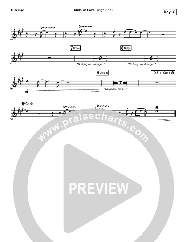 Child Of Love Clarinet (We The Kingdom / Bear Rinehart)