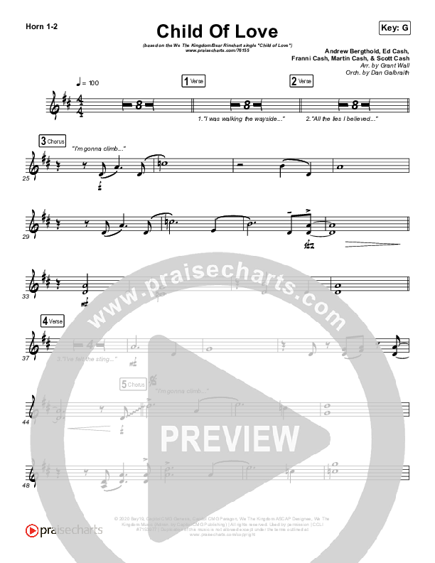 Child Of Love French Horn 1/2 (We The Kingdom / Bear Rinehart)