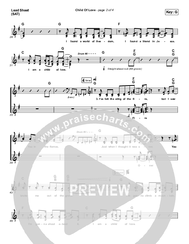 Child Of Love Lead Sheet (SAT) (We The Kingdom / Bear Rinehart)