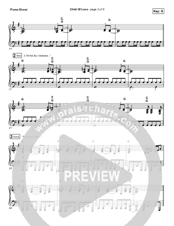 Child Of Love Piano Sheet (We The Kingdom / Bear Rinehart)