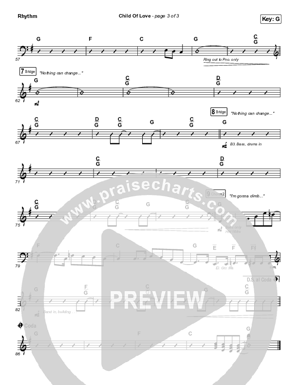 Child Of Love Rhythm Chart (We The Kingdom / Bear Rinehart)