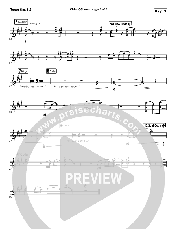 Child Of Love Tenor Sax 1/2 (We The Kingdom / Bear Rinehart)