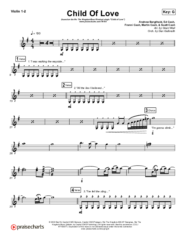 Child Of Love Violin 1/2 (We The Kingdom / Bear Rinehart)