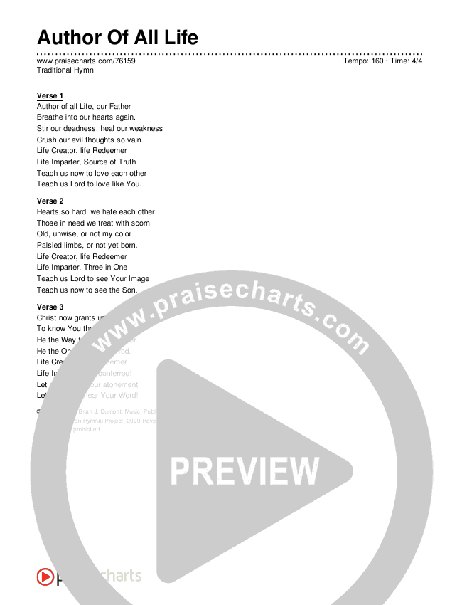 Author Of All Life Lyrics (Traditional Hymn)