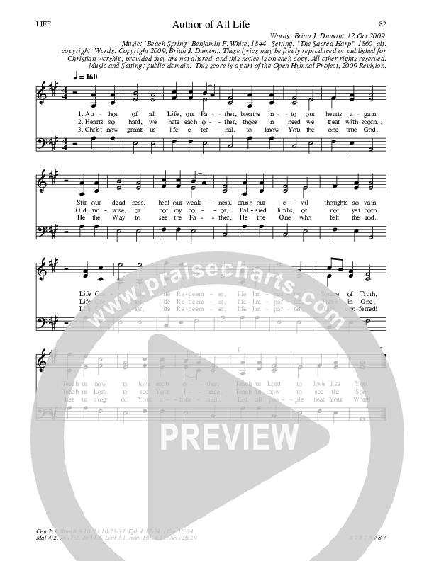Author Of All Life Hymn Sheet (SATB) (Traditional Hymn)