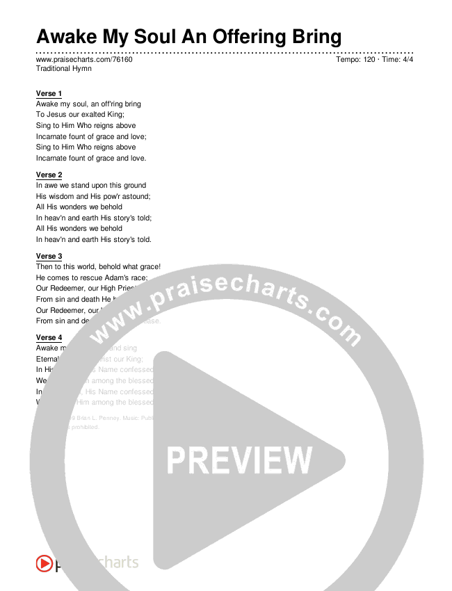 Awake My Soul An Offering Bring Lyrics (Traditional Hymn)