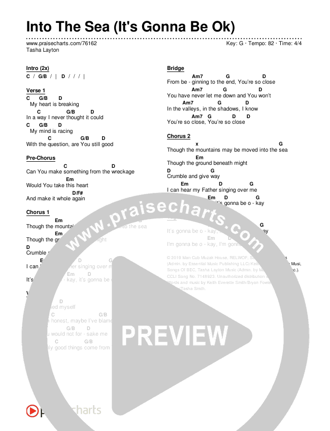 Into The Sea (It's Gonna Be Ok) Chords & Lyrics (Tasha Layton)