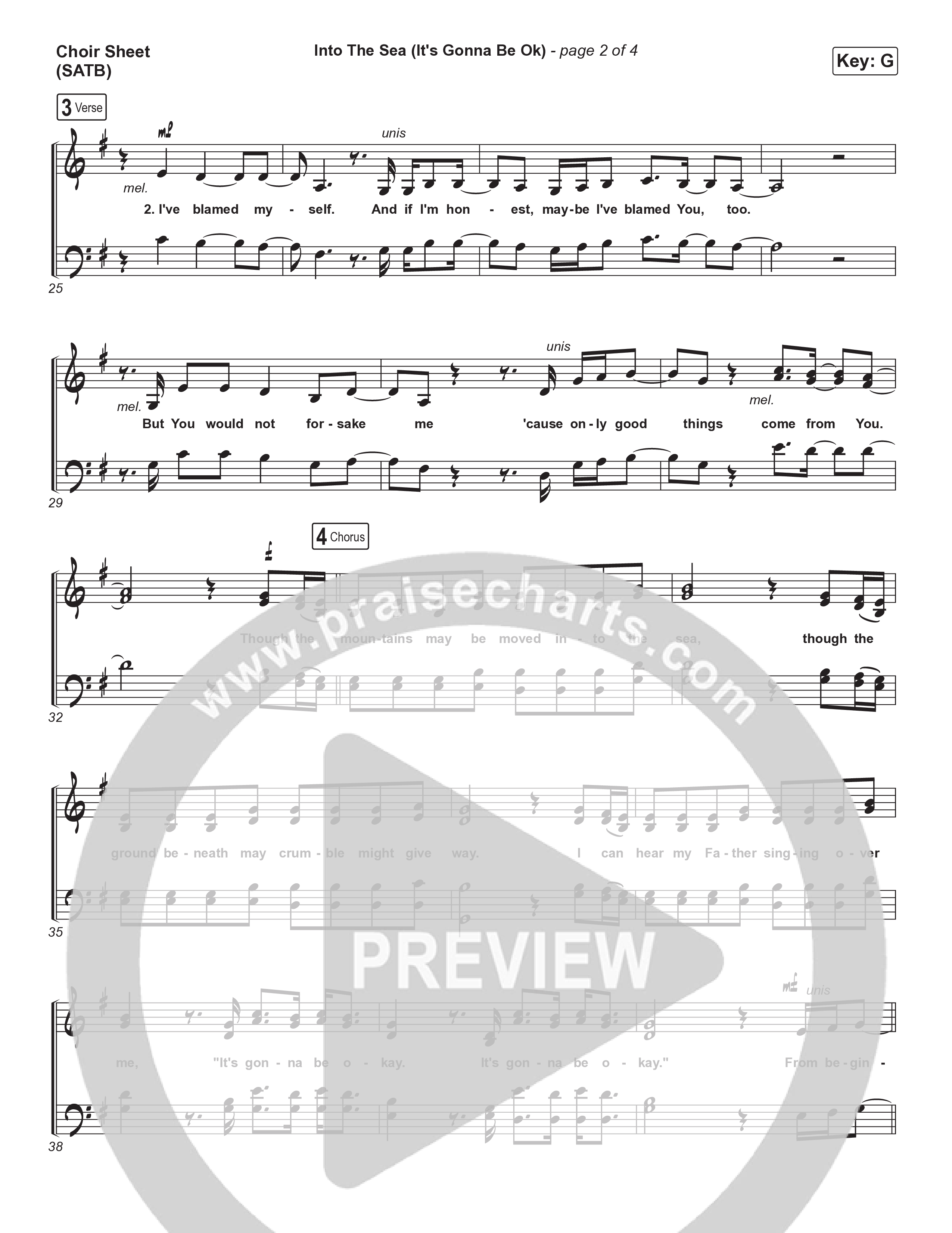 Into The Sea (It's Gonna Be Ok) Choir Sheet (SATB) (Tasha Layton)