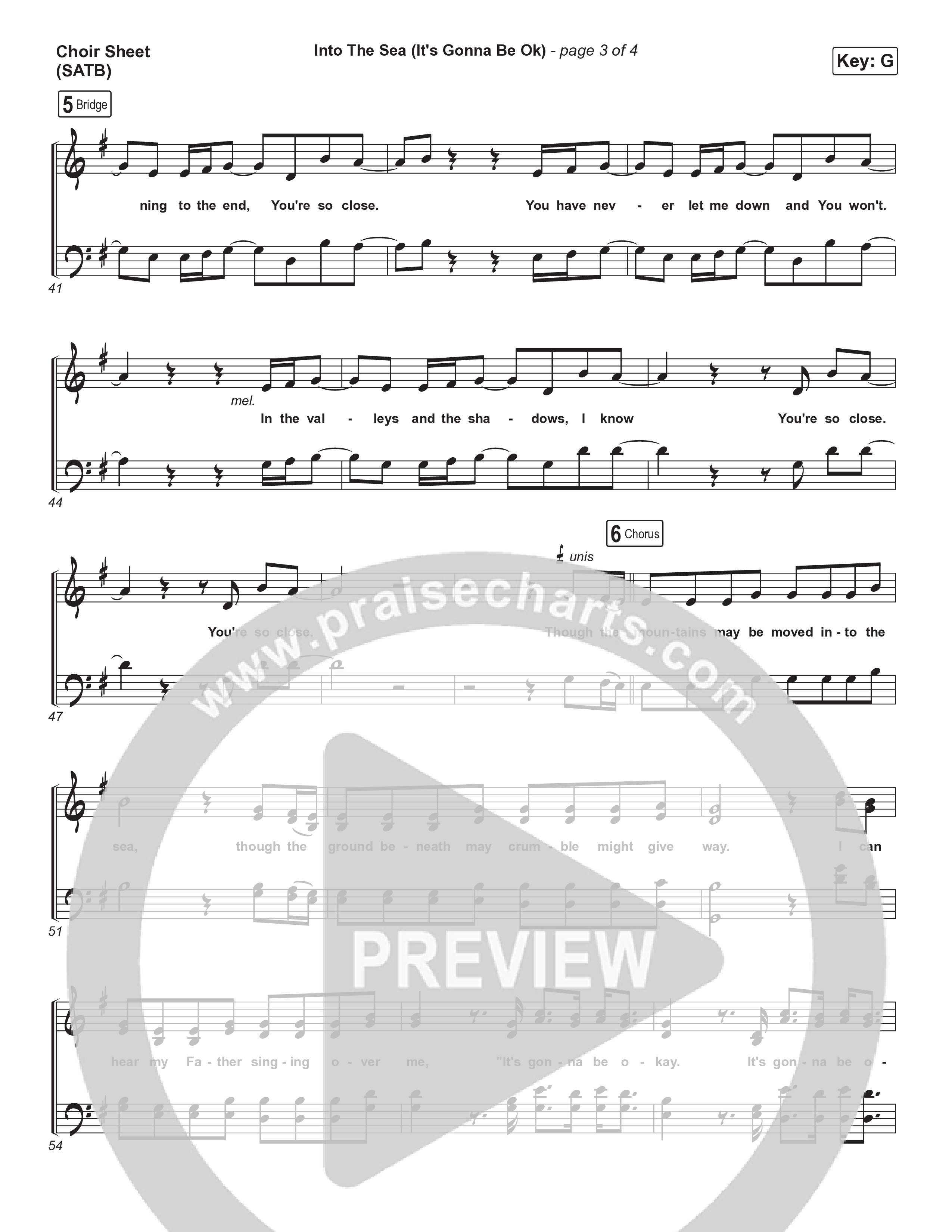 Into The Sea (It's Gonna Be Ok) Choir Sheet (SATB) (Tasha Layton)