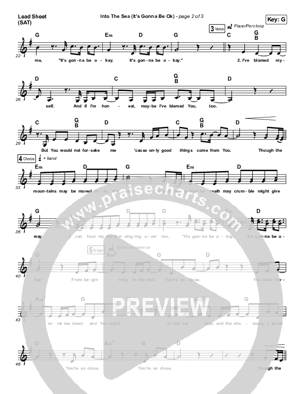 Into The Sea (It's Gonna Be Ok) Lead Sheet (SAT) (Tasha Layton)