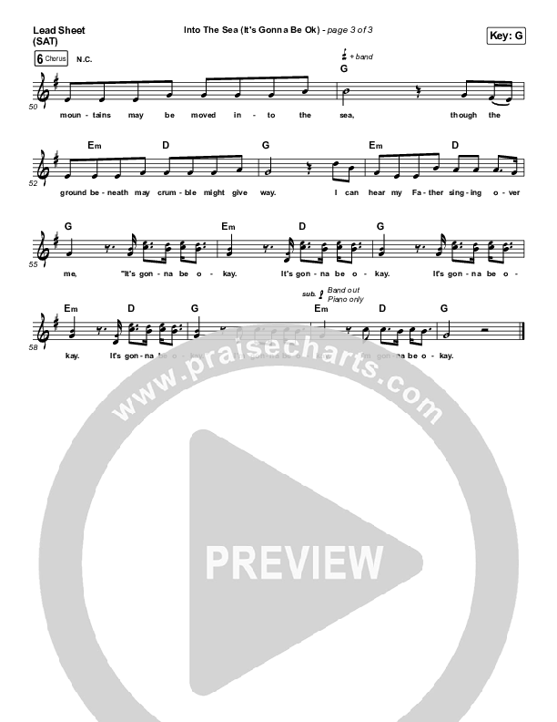 Into The Sea (It's Gonna Be Ok) Lead Sheet (SAT) (Tasha Layton)