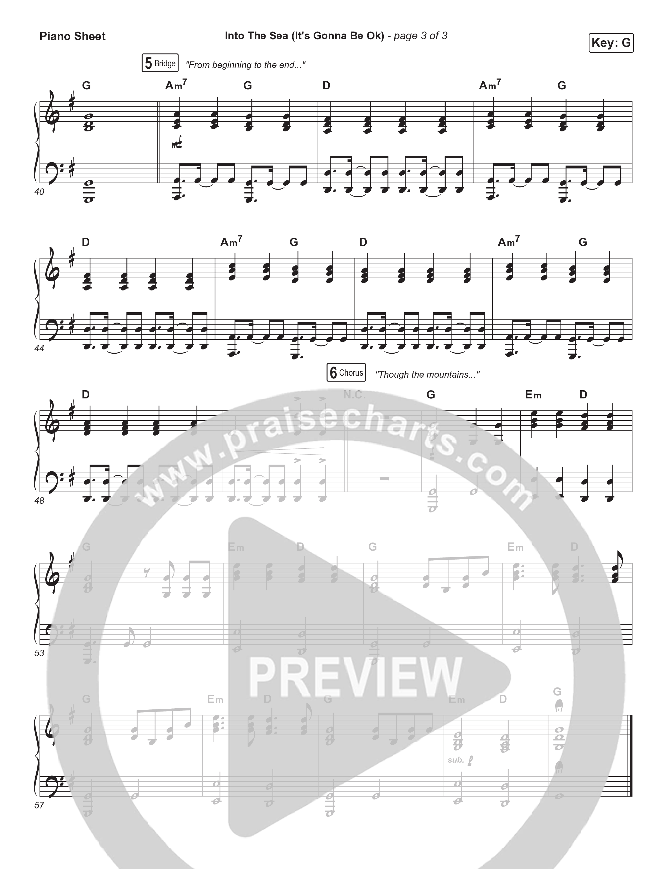 Into The Sea (It's Gonna Be Ok) Piano Sheet (Tasha Layton)