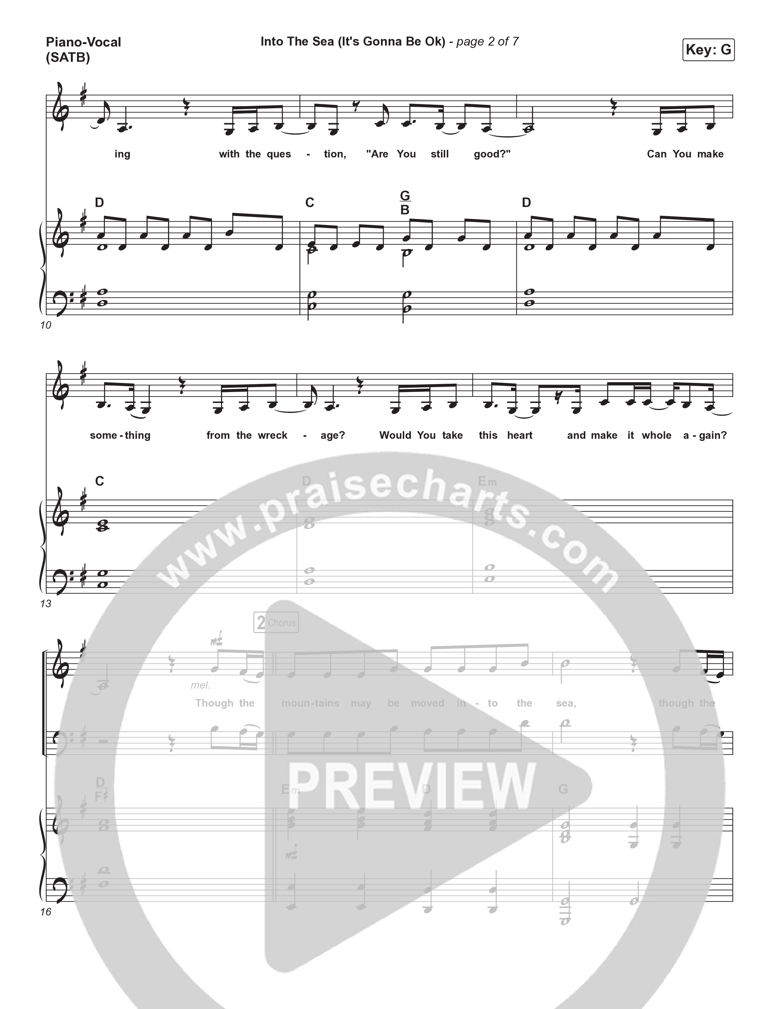 Into The Sea (It's Gonna Be Ok) Piano/Vocal (SATB) (Tasha Layton)