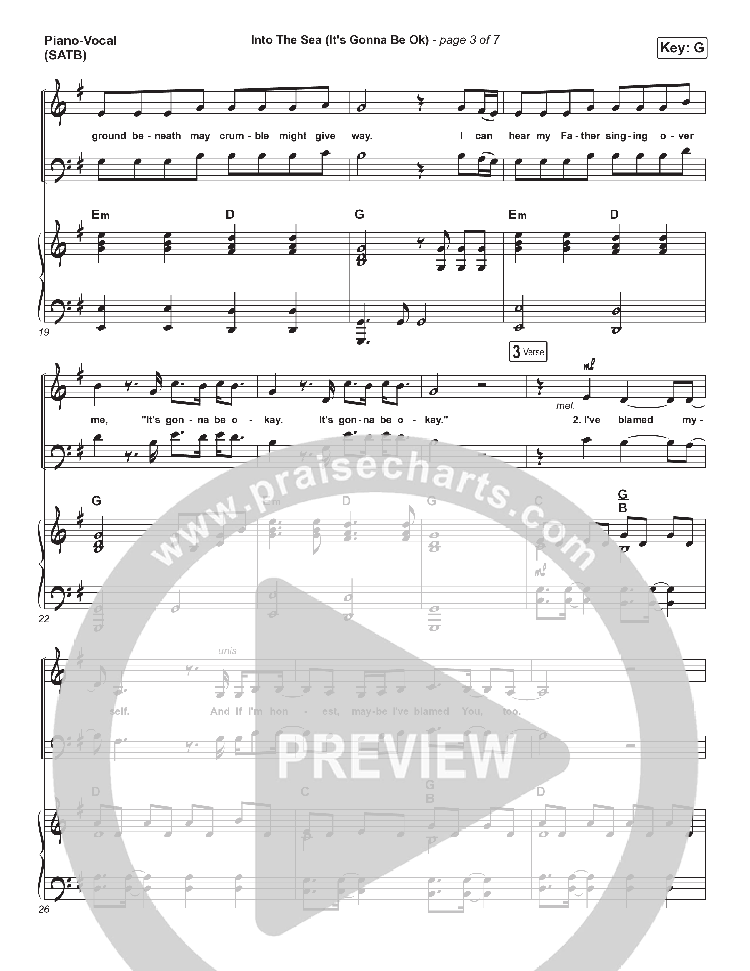 Into The Sea (It's Gonna Be Ok) Piano/Vocal (SATB) (Tasha Layton)