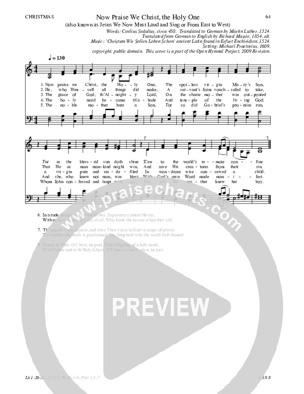 Now Praise We Christ The Holy One Hymn Sheet (SATB) (Traditional Hymn)
