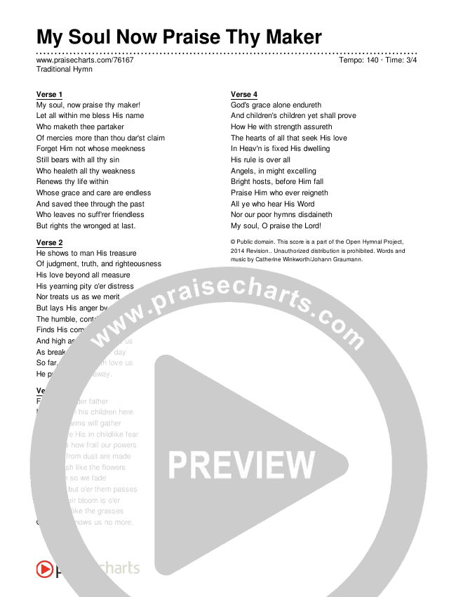 My Soul Now Praise Thy Maker Lyrics (Traditional Hymn)