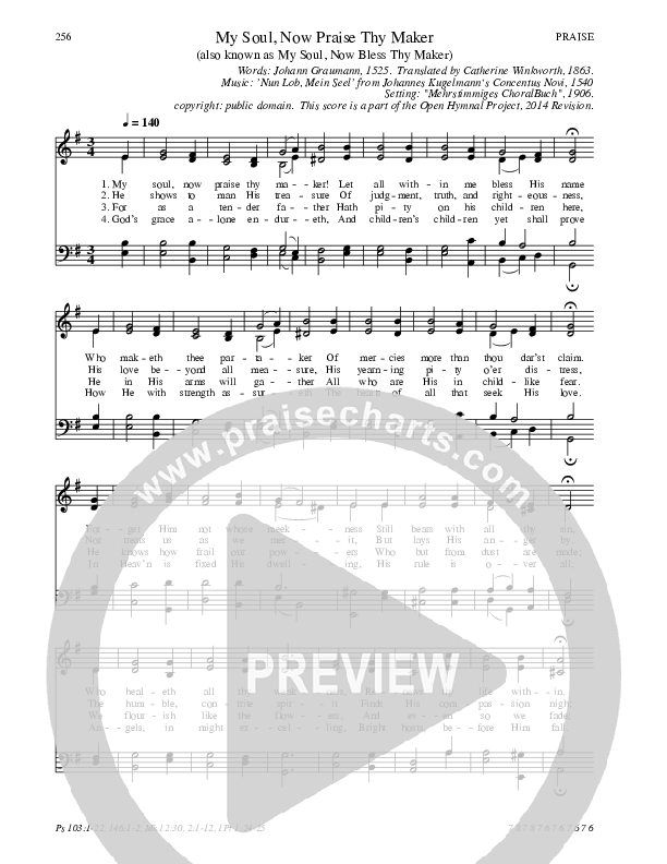 My Soul Now Praise Thy Maker Hymn Sheet (SATB) (Traditional Hymn)