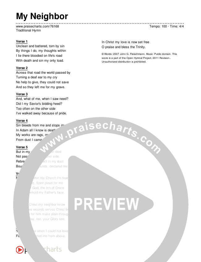 My Neighbor Lyrics (Traditional Hymn)