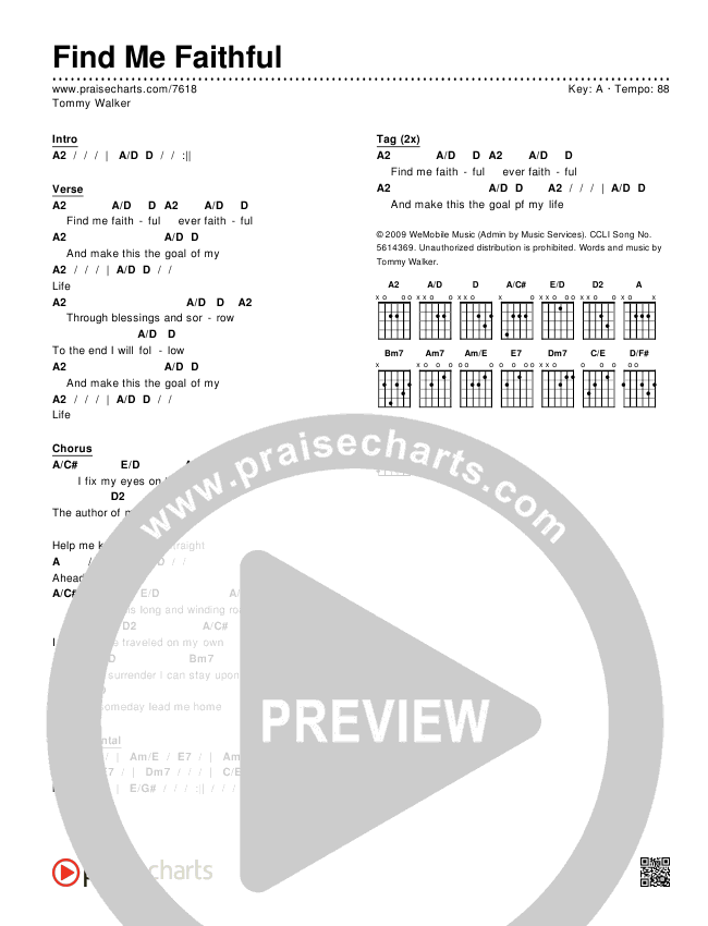 Find Me Faithful Chords & Lyrics (Tommy Walker)