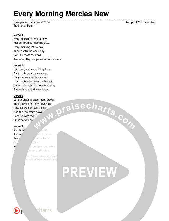 Every Morning Mercies New Lyrics (Traditional Hymn)