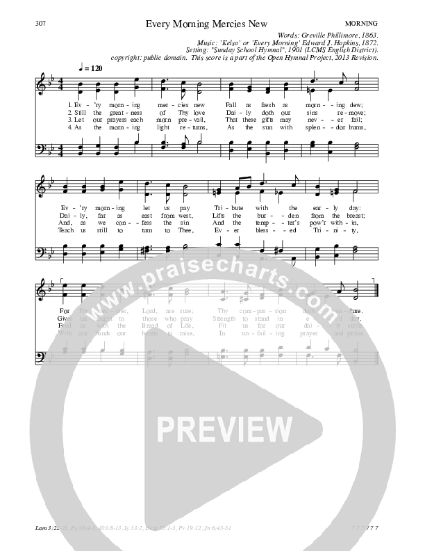 Every Morning Mercies New Hymn Sheet (SATB) (Traditional Hymn)