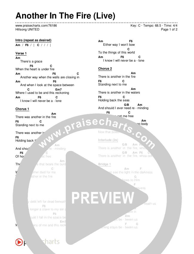 Another In The Fire (Live) Chords & Lyrics (Hillsong UNITED)
