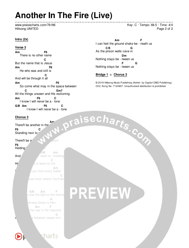 Another In The Fire (Live) Chords & Lyrics (Hillsong UNITED)