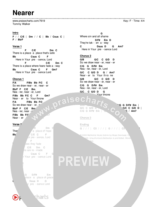 Nearer Chords & Lyrics (Tommy Walker)