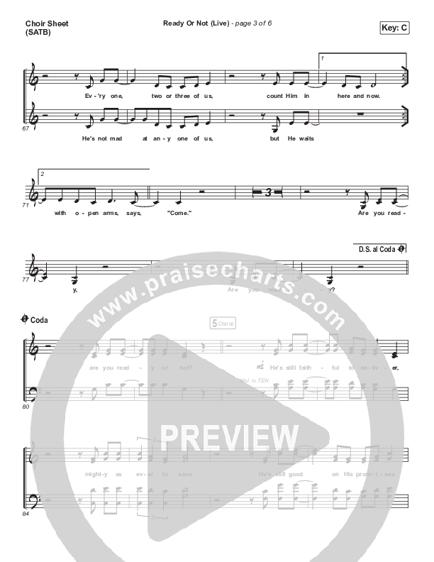 Ready Or Not (Live) Choir Sheet (SATB) (Hillsong UNITED)