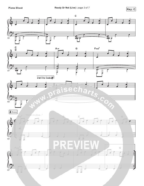 Ready Or Not (Live) Piano Sheet (Hillsong UNITED)